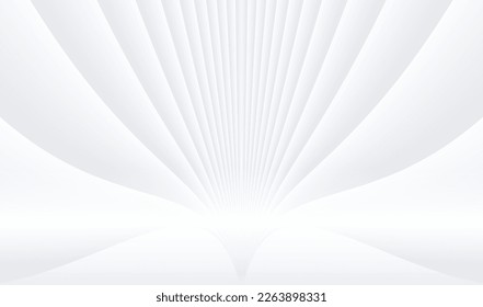Abstract white background with 3d lines pattern,  architecture minimal white gray striped vector background illustration for business presentation, 3d architectural perspective design