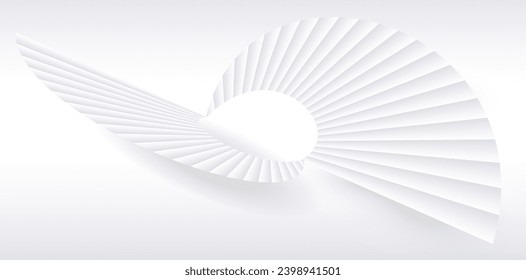 Abstract white background with 3d lines pattern,  architecture minimal white gray striped vector background illustration for business presentation, 3d architectural perspective design