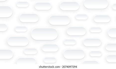 Abstract white background with 3D oval shapes pattern, interesting white gray vector minimal background illustration.