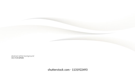 Abstract white background 3D wave texture smooth curve line with shadow.  For vector background, banner, divider, design element.