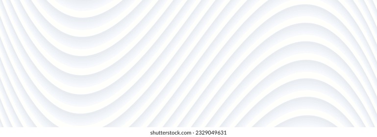 Abstract white background with 3d waves lines pattern, minimal white gray striped vector background illustration for business presentation