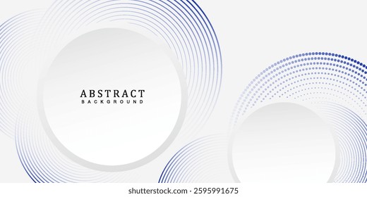 Abstract white background art vector illustration with blue circle lines. Digital future technology concept.