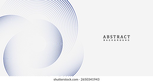 Ilustração vetorial da arte de fundo branca abstrata com linhas de círculo azuis. Conceito de tecnologia futura digital.