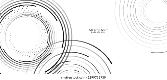 Abstract white background with black circle rings. Digital future technology concept. vector illustration.