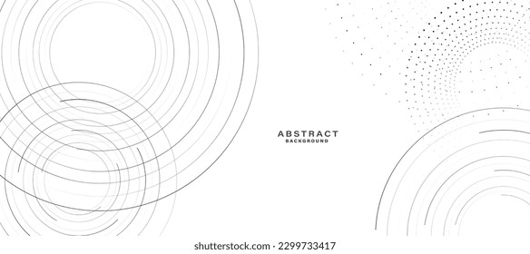 Resumen de fondo blanco con anillos de círculo negro. Concepto de tecnología digital para el futuro. Ilustración vectorial.