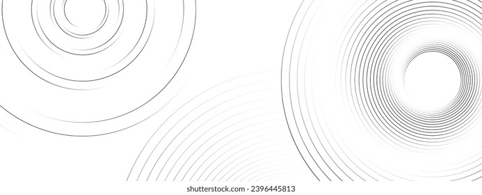 Abstract white background with black circle rings. Digital future technology concept. vector illustration.