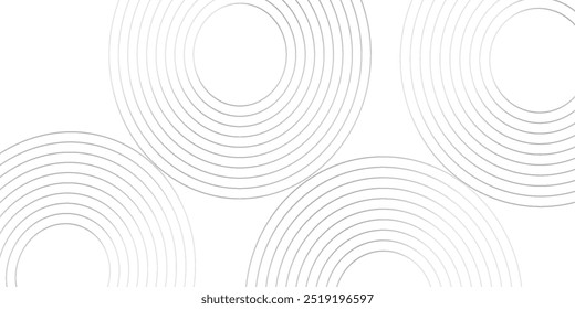 Abstractas fondo blanco con anillos circulares negros. Concepto de tecnología de futuro digital. Ilustración vectorial. 