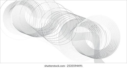 Abstract white background with black circle rings. Digital future technology concept. vektor illustration