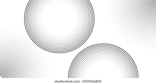 Abstract white background with black circle rings. Digital future technology concept