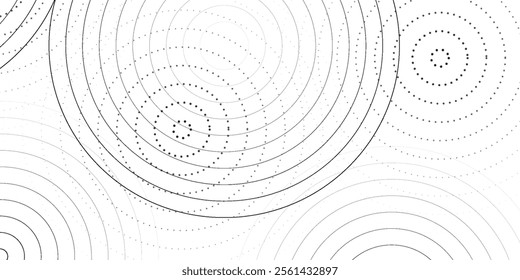 Abstract white background with black circle rings. Digital future technology concept. 