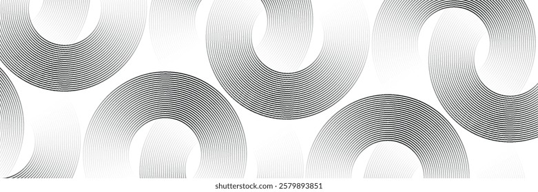 Abstract white background with black circle rings. Digital future technology concept.