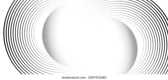 Abstract white background with black circle lines. Digital future technology concept.