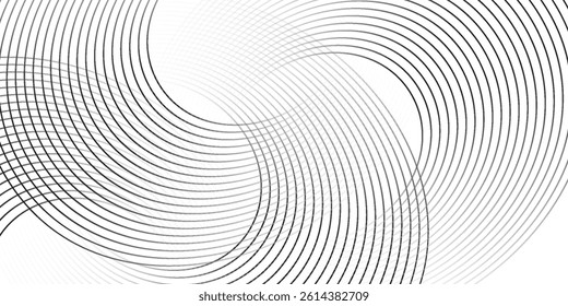 Abstract white background with black circle lines. Digital future technology concept. vector illustration.