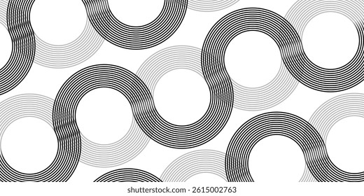 Abstract white background with black circle rings. Digital future technology concept. vektor