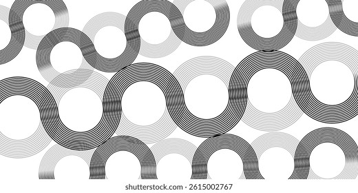 Abstract white background with black circle rings. Digital future technology concept. vektor