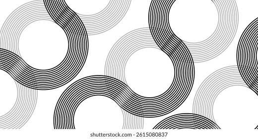 Abstract white background with black circle rings. Digital future technology concept. vektor