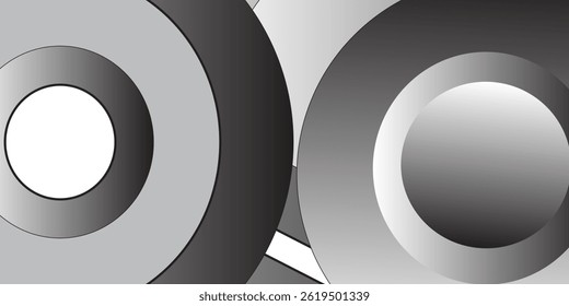 Abstract white background with black circle lines. Digital future technology concept. Vector illustration