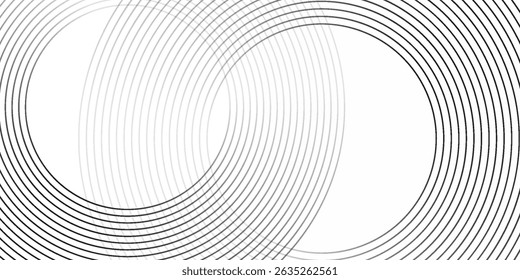 Abstract white background with black circle lines. Digital future technology concept. vector illustration.