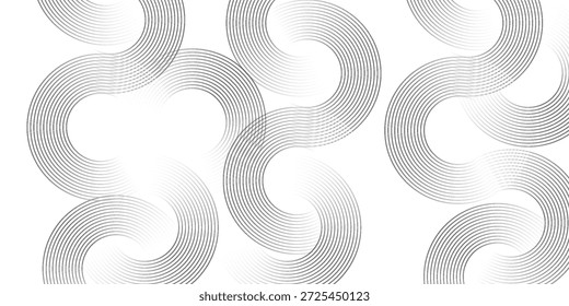 Abstractas fondo blanco con anillos circulares negros. Concepto de tecnología de futuro digital. vector

