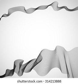 Abstract white background with black and grey colored waves and lines texture, in vector