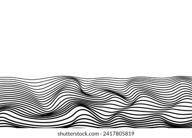abstract white background with black line waves