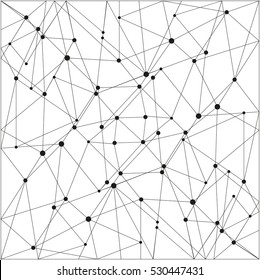 Abstract white background with black lines and dots or circles for your design.