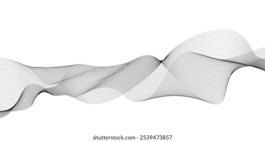 Abstract white background with black wave line. Modern gray wave on white background. Blending line background.