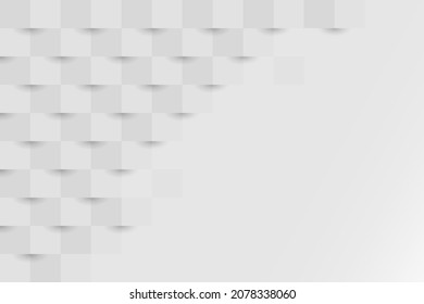 Abstract White Background With Blank Space For Design. Square Template With White And Grey Color Use For Web Site And Banner Design. Business Presentation And Powerpoint For Show Case.