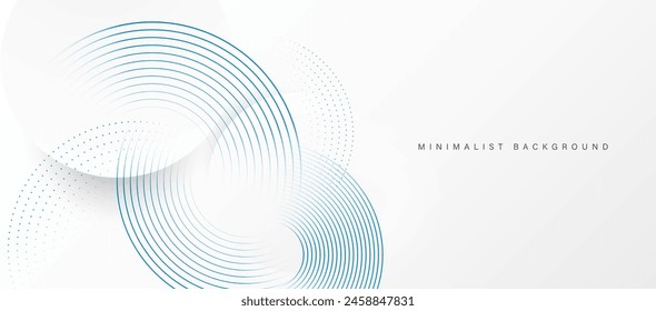 Abstractas fondo blanco con anillos de círculo azul. Concepto de tecnología del futuro digital. Ilustración vectorial.