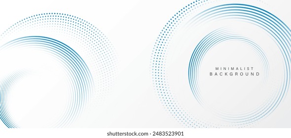 Abstract white background with blue circle lines. Digital future technology concept. vector illustration.