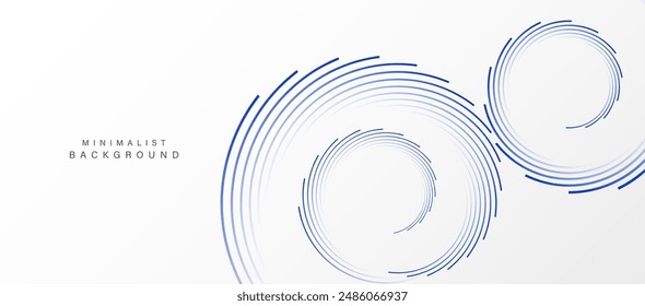 Abstrakter weißer Hintergrund mit blauen Kreislinien. Digitales Zukunftstechnologiekonzept. Vektorillustration.