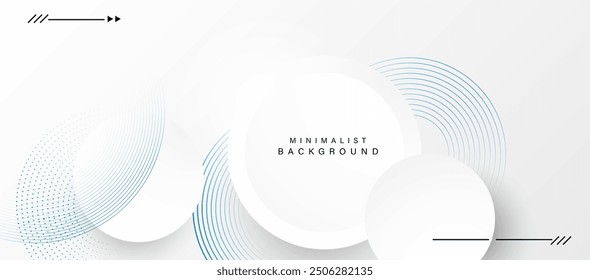 Abstractas fondo blanco con anillos circulares azules. Concepto de tecnología de futuro digital. Ilustración vectorial.