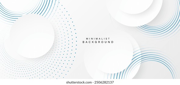 Abstract white background with blue circle rings. Digital future technology concept. vector illustration.
