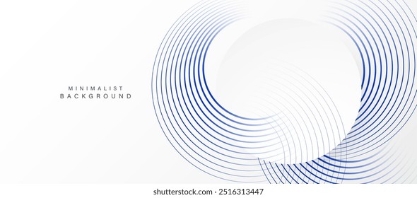 Abstractas fondo blanco con anillos circulares azules. Concepto de tecnología de futuro digital. Ilustración vectorial.