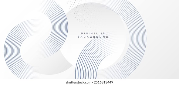 Abstract white background with blue circle rings. Digital future technology concept. vector illustration.