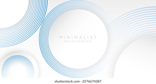 Abstract white background with blue circle lines. Digital future technology concept. vector illustration