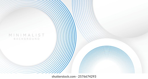 Abstract white background with blue circle lines. Digital future technology concept. vector illustration