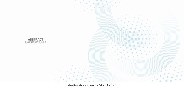 Abstract white background with blue circle rings. Modern circle lines pattern. Minimal geometric design. Futuristic concept. Suit for banner, brochure, presentation, corporate, cover, poster, website