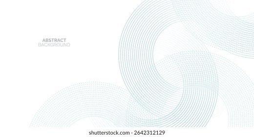 Abstract white background with blue circle rings. Modern blue circle lines pattern. Futuristic technology concept. Suit for cover, poster, banner, brochure, header, website