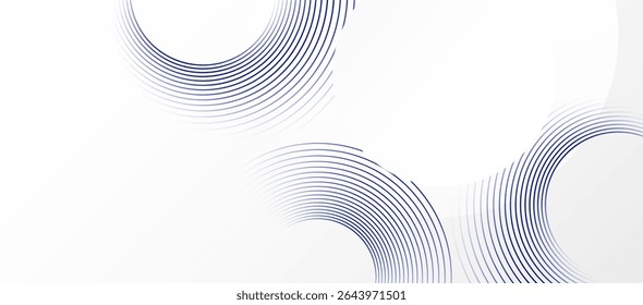 Abstract white background with blue circle rings. Digital future technology concept. vector illustration.