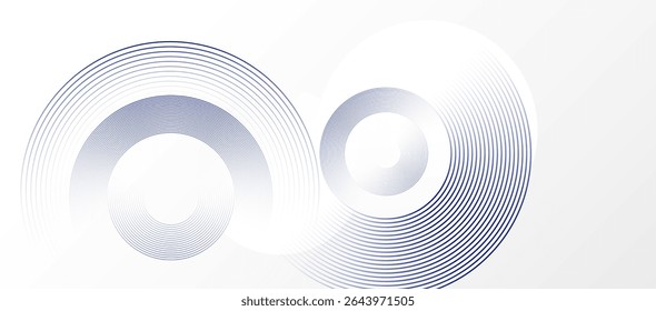 Abstract white background with blue circle rings. Digital future technology concept. vector illustration.
