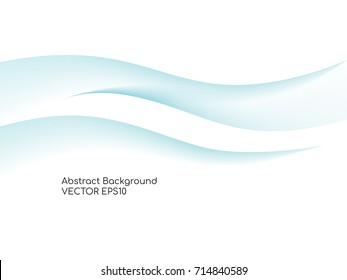 Abstract white background with blue color smooth curve wave lines.