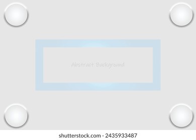 Abstract white background with blue frame and space for text. Neumorphic style shapes vector illustration.