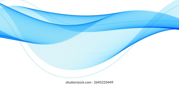 Abstract white background with blue gradient wave. Simple light blue wave curve shape. Modern banner template design.