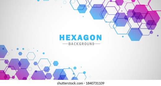 Abstract White Background With Blue And Purple Gradient Hexagonal Shapes