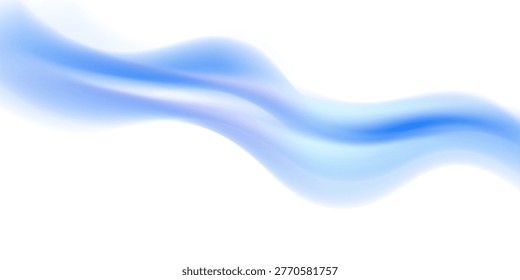 Abstract white background with blue and purple wave. Smooth wavy design element. Fluid gradient. Bright flow liquid shape. Modern graphic. Suit for cover, backdrop, banner, brochure, website EPS 10