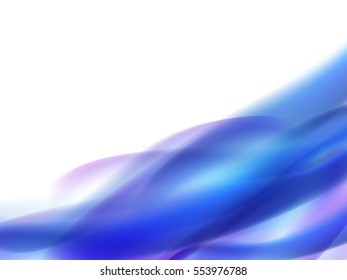 Abstract white background with blue and purple wavy lines. Abstract color wave design element. Blue wave.