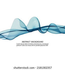 Abstract white background of blue wavy lines. Wave transparent design