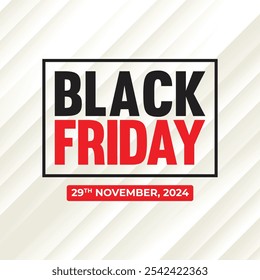 Abstract white background with bold 'Black Friday' typography, ideal for a social media post design.