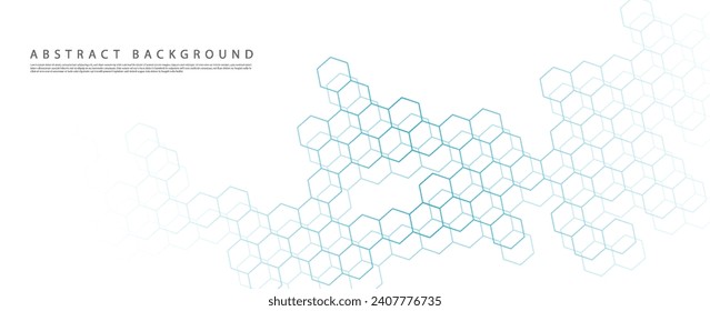 Abstract white background with bright blue hexagon vector. Simple hexagon line overlay texture. Clean minimal style. with space for copying.